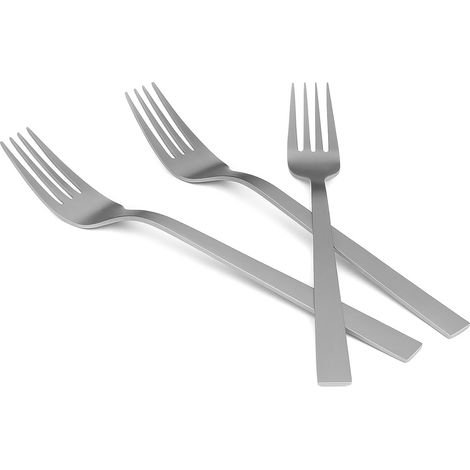 Fourchettes de table Set de 3 à 21 cm en acier inoxydable 18/10 avec finition PVD mate, poignée fine ergonomique, antirouille, lavables au lave-vaisselle (1/5)