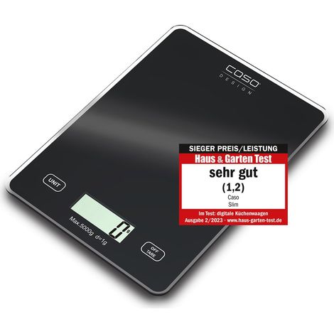 Balance de cuisine Slim, surface en verre, Commande Sensor-Touch, Fonction tare pratique, Capteur de poids précis jusqu'à 5 kg de plage de pesée, Graduation exacte de 1g (1/4)