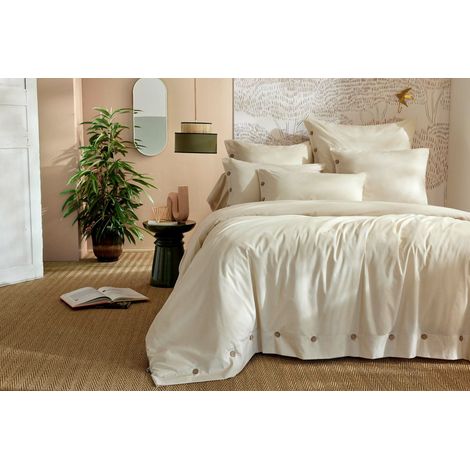 Housse de Couette 240 x 220 cm Percale de Coton 120 Fils Unie PERRINE – Pampa (1/4)