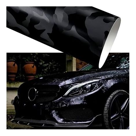 Film for Cars, Black, Vinyl Sticker Auto Bodywork, Vinyl Wrap Covering for Car, Motorcycle, Bicycle 30 x 152 cm (1/5)
