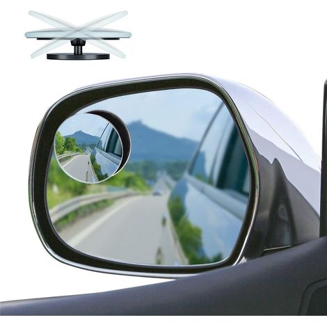 Rétroviseurs d'angle mort pour voiture, 2 pièces, verre convexe HD, angle réglable pour rétroviseurs latéraux, en forme d'éventail, sans cadre, rotatif, grand angle. (1/5)