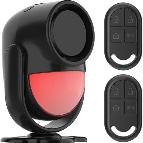Sirene Alarme Detecteur de Mouvement sans Fil Exterieur Interieur avec 2 Telecommande, Alarme antivol pour Maison, Piscine, Moto, Camping, Car, Porte, Garage, Voiture sans Fil, 125dB (1/5)