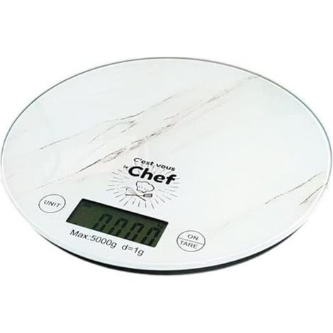 Balance de cuisine - BON APPETIT - Numérique ronde - Précision 1 g - Capacité 5 kg - Effet marbre (1/5)