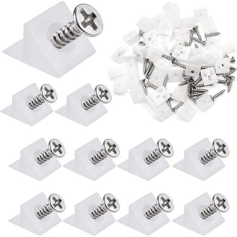 80 Pièces Cales de Réparation, Renfort Tiroir Équerre, Stabilisateurs de Tiroir, Cale Plastique D'Angle avec Vis, pour Armoires, Tiroirs ( Blanc ) (1/5)
