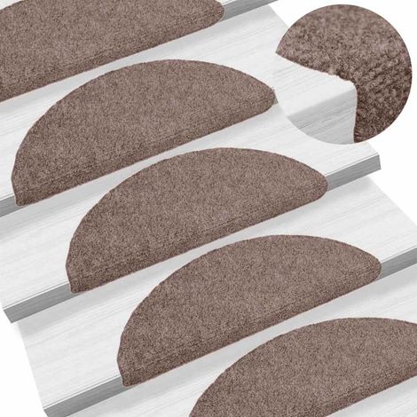 vidaXL Stair Mats Self-adhesive 15 pcs 56x17x3 cm Light Brown Half Round