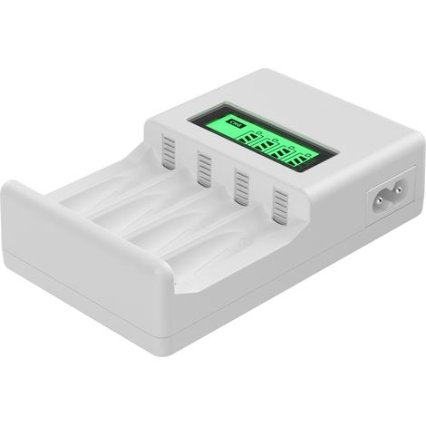 Batterieladegerät, wiederaufladbares Batterieladegerät, AA- und AAA-Batterieladegerät mit 4 Steckplätzen, digitales und intelligentes Ladegerät, schnelles Laden, intelligenter Ladeschutz