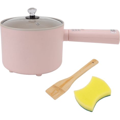 Casserole électrique multifonction 1,8 L antiadhésive avec long manche, rose, prise 220 V (type UK), idéale pour la maison et les dortoirs. (1/5)