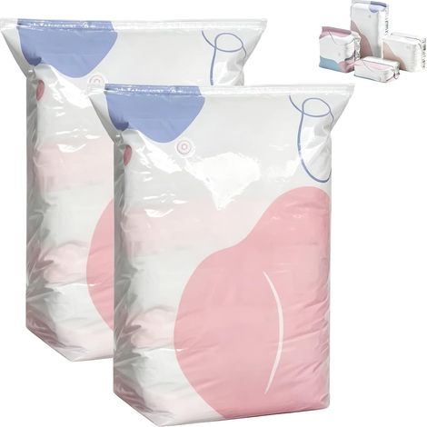 Sacs de rangement sous vide pour vêtements – Forme de boîte 3D, sans pompe – Sacs de compression protecteurs (anti-humidité et anti-poussière) (Grand format, lot de 2) (1/5)