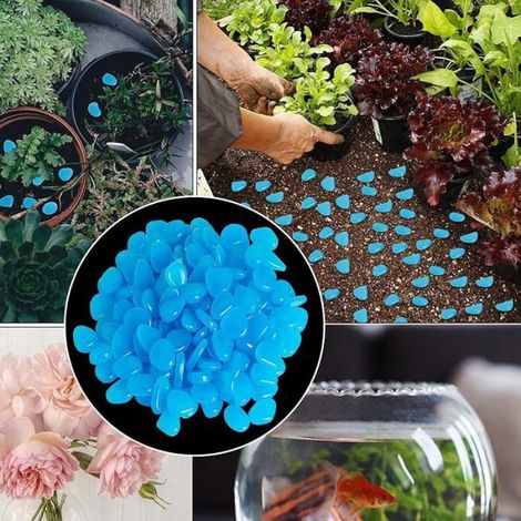 400 Pièces Pierre Lumineuse,Cailloux Jardin,Bleu Phosphorescent,Brille Dans le Noir,Absorbe Bleu foncé (1/5)