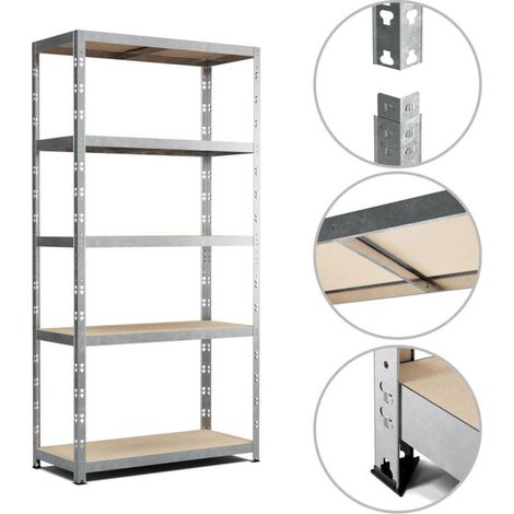 Étagère de rangement modulable en métal 180x90x40cm – Charge lourde 875kg – 5 niveaux ajustables – Fixation murale incluse – Eurospen