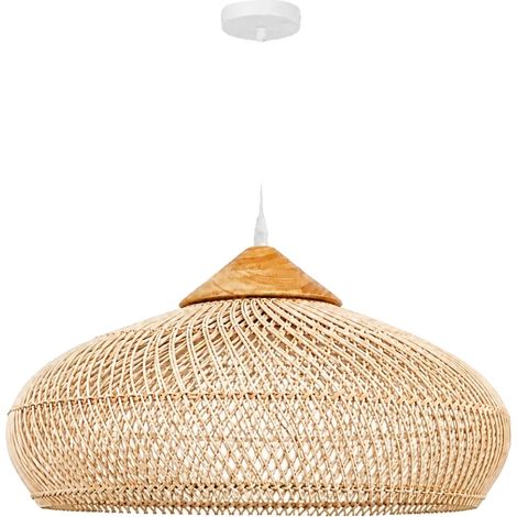 Lampada a sospensione con paralume in vimini intrecciato a mano, altezza regolabile, 60x30 cm, lampadina non inclusa. (1/2)