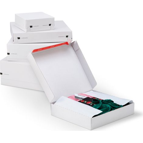 Lot de 20 Boîte d'expédition aller-retour 23,1 x 23,9 x 9,5 cm blanche