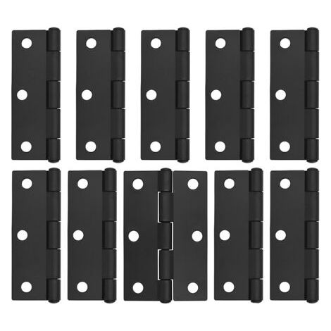 Lot de 10 charnières de porte noires - 75 mm (3") - Charnières de porte d'armoire avec vis pour charnières de porte intérieures en bois sur meubles (1/5)