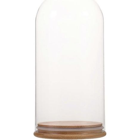 Cloche en verre avec socle transparent et socle en bambou. (1/5)