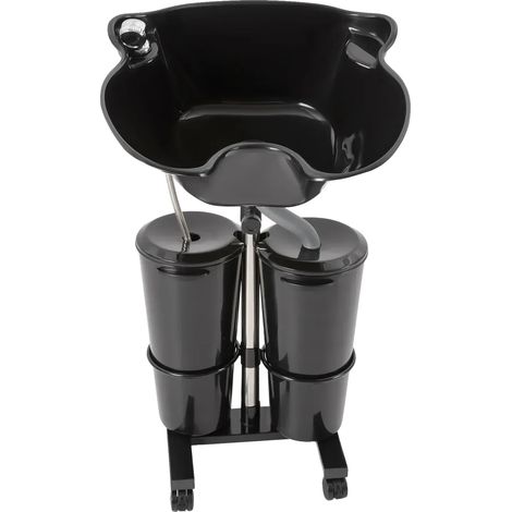 Évier de lavage des cheveux, hauteur réglable, design à double seau, noir (1/2)