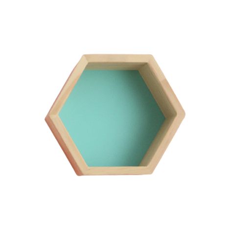 Étagère murale en bois massif présentoir étagère, forme de hexagonale en nid d'abeille(moyen, vert) (1/5)