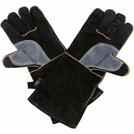 Gants de soudage en peau de vache, gants résistants à l'usure, isolants thermiques et résistants aux hautes températures, gants de barbecue en plein air, 14 pouces (1/5)