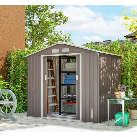 Abri de jardin avec portes coulissantes 2, 13 x 1, 30 x 1, 85 cm Gris métallique