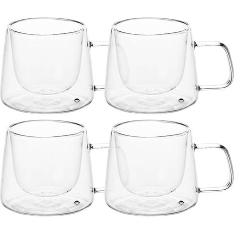 Tasse Double Paroi 200 ml, Tasse a Cafe Double Paroi Verre Double Paroi avec Anse, Isotherme pour Cafe, The, Cappuccino (1/3)