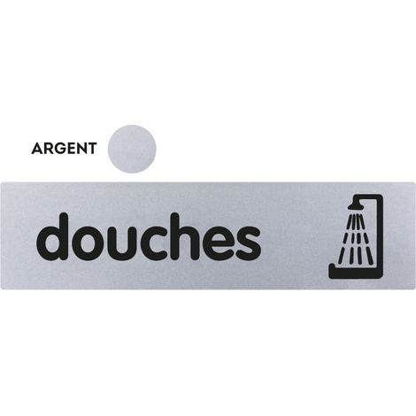 Plaque de porte Douche - Classique argent 170x45mm - 4320380