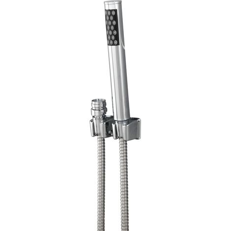 WENKO Waschbeckenbrause mit Duo Haken, Silber glänzend, Kunststoff (ABS) chrom, Edelstahl rostfrei chrom, Kunststoff (ABS) schwarz