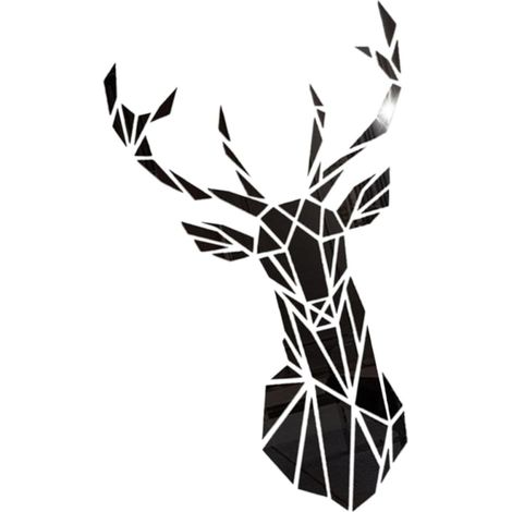 Vinilo decorativo de pared con diseño de cabeza de ciervo, autoadhesivo, acrílico negro, adhesivo suave, sin residuos. Decoración de pared natural y creativa para la sala de estar. (1/5)