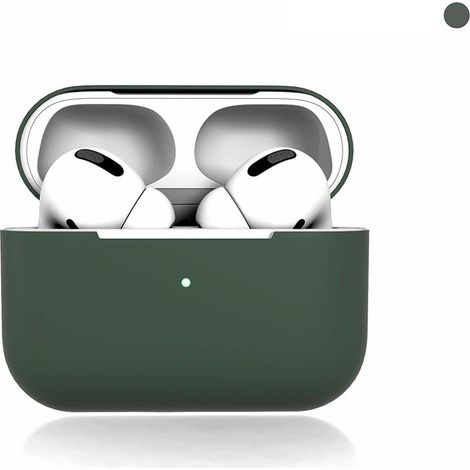 Custodia protettiva per AirPods Pro, realizzata in silicone verde notte ecologico e facile da pulire. Il silicone ipoallergenico offre un comfort impareggiabile. Portachiavi incluso. (1/2)