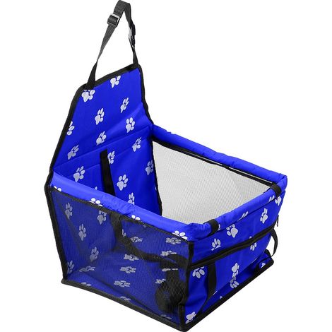 Siège voiture pliable chien chat housse Oxford bleu panier transport filet pliant (1/5)