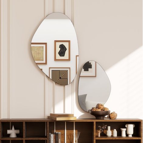 Set di 2 specchi da parete 70 x 46 cm e 49,5 x 31 cm con cornice in metallo nero DESVIAE (1/5)