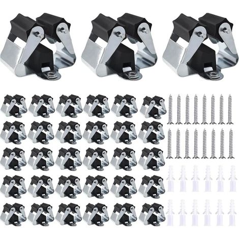 3-H 33pcs Porte Balais Mural Galvanisés, Accroche Balai Mural avec Percage et Matériel de Montage, Support Mural pour Suspendre Balais, Serpillère, Râteaux et Outils de Jardin,Garage (1/2)