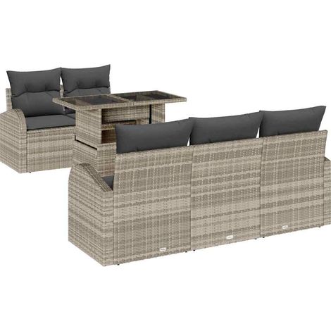 Maison Exclusive - Set Divano da Giardino 6 pcs Grigio chiaro polyrattan