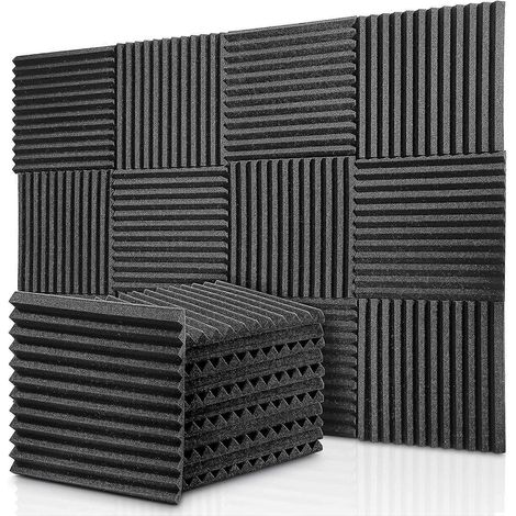 Lot de 12 panneaux de mousse acoustique en forme de coin, ignifugés et insonorisants. (1/4)