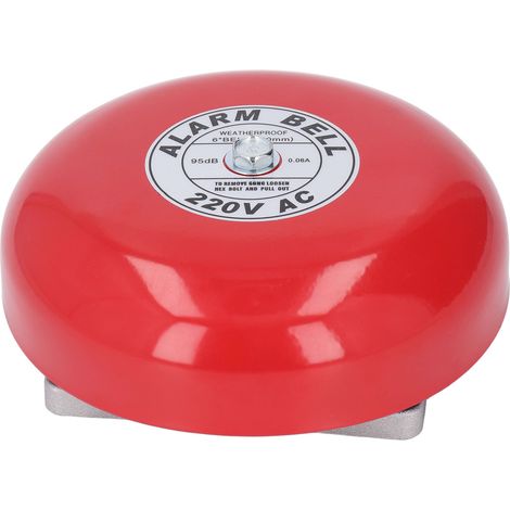 Carillon d'alarme incendie électrique métal rond 15cm 95dB 220V Accessoire maison hôtel bateau (1/5)