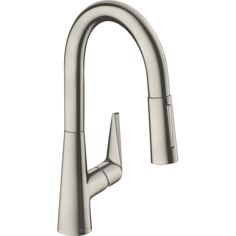 Mitigeur de cuisine monobloc 160 TALIS S DN 15, avec douche extractible, finition en acier inoxydable (1/8)