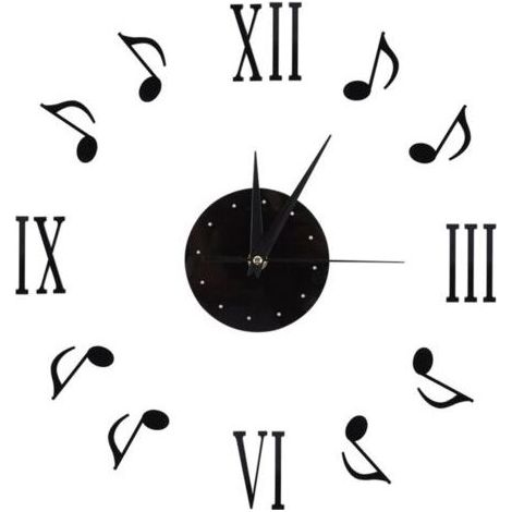 Horloge murale autocollante, avec horloges CD en vinyle, horloge à notes musicales, mouvement de balayage silencieux, pour salon, bureau, chambre à coucher (1/5)
