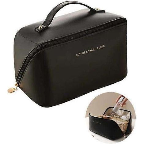 Trousse de toilette spacieuse - Idéale pour les voyages - Trousse à maquillage noire (1/5)