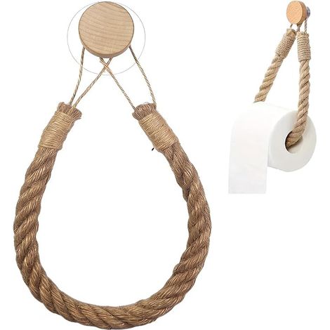 Deco Salle de Bain - Porte rouleau WC sans perçage - vintage Support pour Corde (1/5)