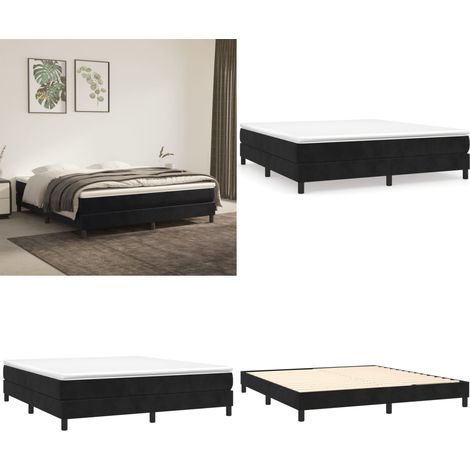 Cadre de lit sans matelas noir 160x200 cm velours - Cadre De Lit - Lit Double - Lit Velours - Literie - Meubles Chambre - Home & Living (1/5)
