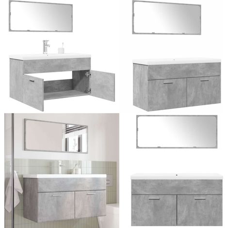 vidaXL Ensemble de meubles de salle de bain 3 pcs gris béton (1/5)