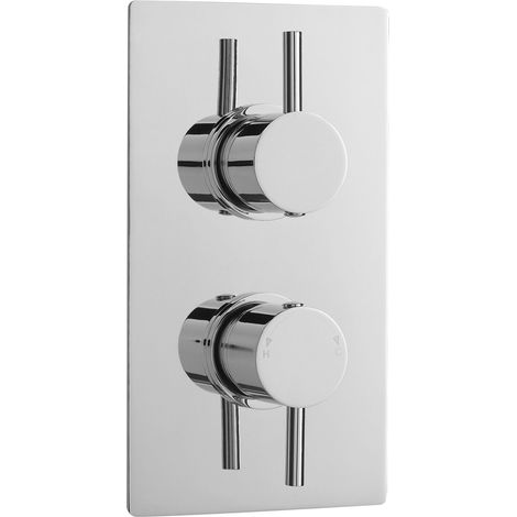 Round Concealed Twin Thermostatic Shower Valve (1 Outlet) - Chrome