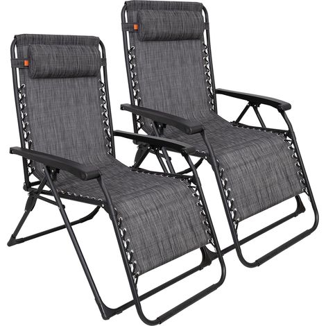 Chaise Longue Gravité Zéro Inclinable, Jusqu'à 180 kg, Lot de 2 (1/5)