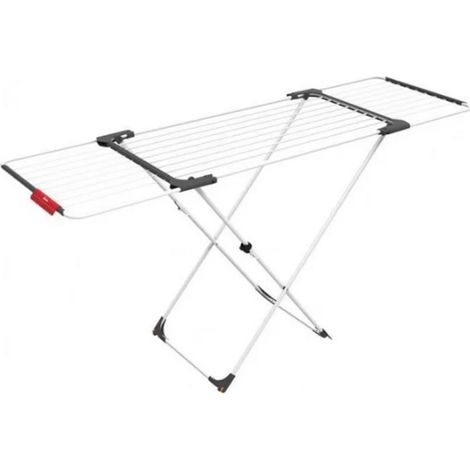 Vileda – Séchoir à linge extensible 20m en aluminium et acier – Pliable avec roues – Porte petits vêtements – Sécurité enfants – 157235