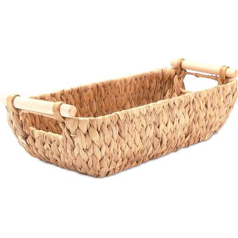 Cesta de baño tejida con jacinto de agua – cesta para guardar papel higiénico o toallas – larga y estrecha para guardar en el baño (341813cm) (1/5)
