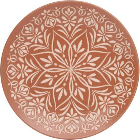 Lot de 6 Assiettes à Dessert en Céramique "Inès" 21cm Terracotta