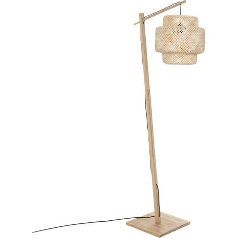 Atmosphera – Lampadaire arc en bambou 173cm naturel – Abat-jour D. 35cm – Alimentation secteur – Douille E27 – Puissance maximale 60W (1/5)