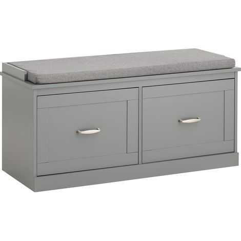 SoBuy Hallway Storage Bench Shoe Rack Shoe Cabinet with 2 Doors and Seat Cushion,FSR131-HG (1/5)