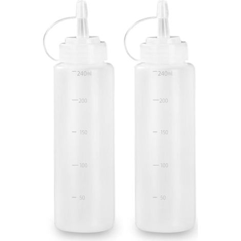 Bouteille Squeeze - 230 ml - Polyéthylène Alimentaire Sans BPA - Pour Sauce Huile Peinture DIY - Lot de 6