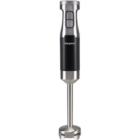 BEPER P102FRU100 Frullatore a immersione, Acciaio/ABS,600 W, Frusta removibile,4 Lame in acciaio con cappa para schizzi, Velocità selezionabili, Funzione ad impulsi, Funzione turbo, Nero/Grigio (1/4)