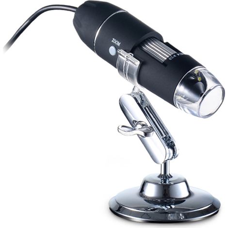 Microscope numérique portable USB avec caméra à grossissement 1000x, 8 LED et support métallique. Compatible avec Windows XP/Vista/7/8/10. (1/5)