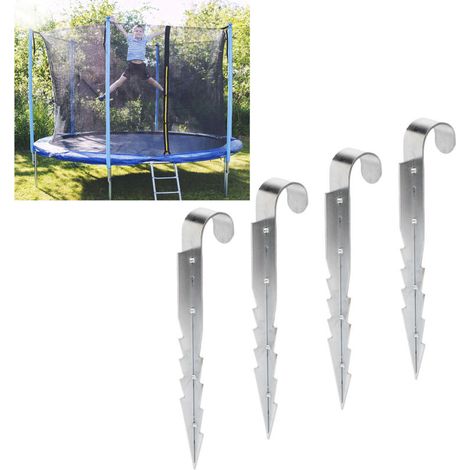 4 ancrages de sécurité robustes pour trampoline, piquets de sol en acier galvanisé pour balançoire extérieure (1/4)